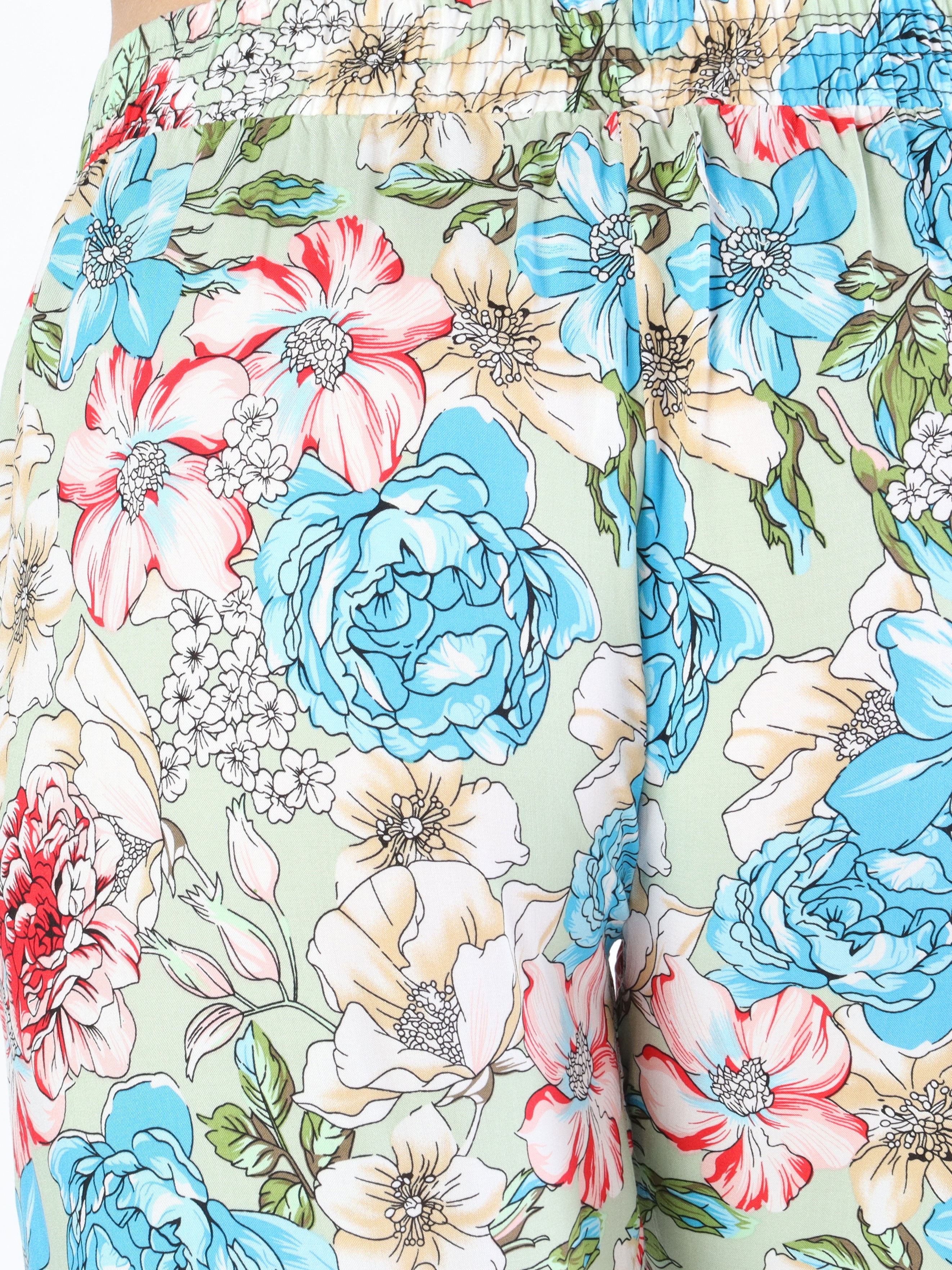 Billie - Löst sittande byxor i blommönster med elastisk kant